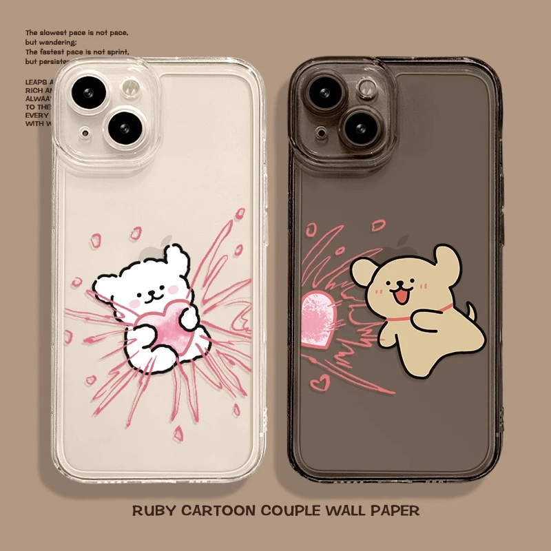 爱心发射小狗情侣苹果13/15手机壳iPhone14promax防摔12/11全包xr