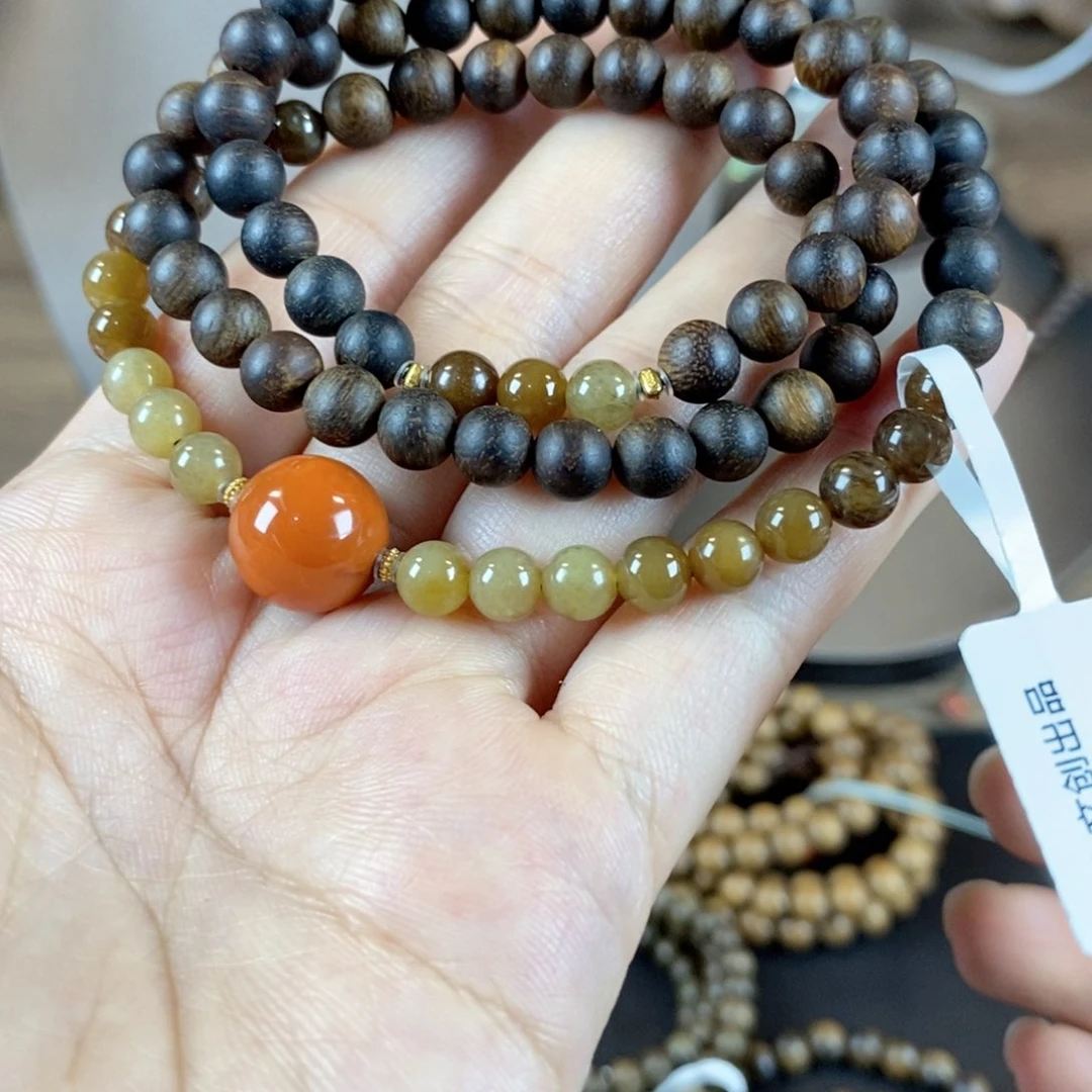 沉香木手串朱***号达拉干卡6mm三圈