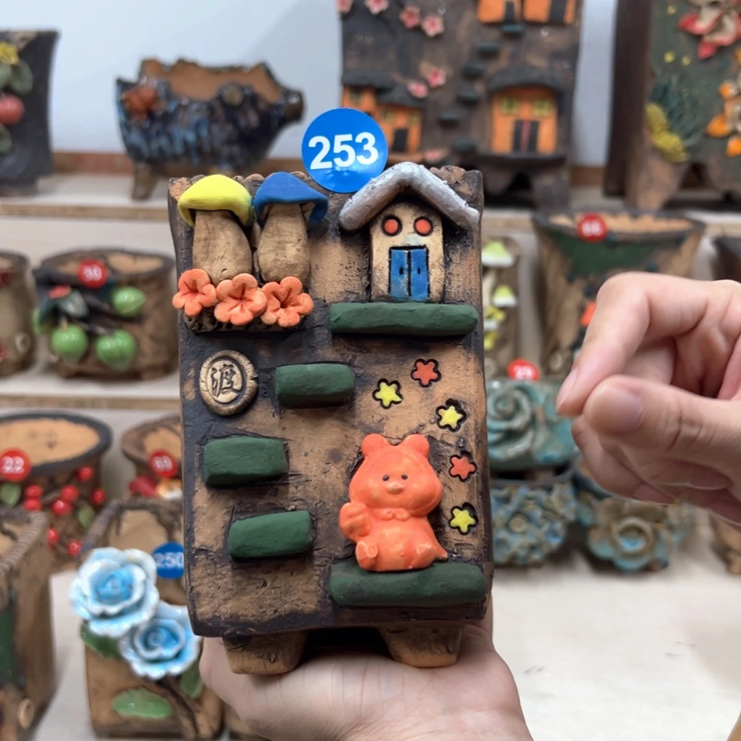 紫砂花盆253号内口8高15