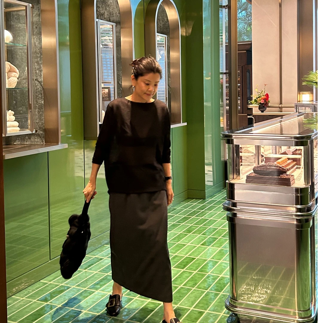 杨太长款【羊毛开叉长裙】百搭半裙显瘦秋冬极简风长裙黑色半身裙