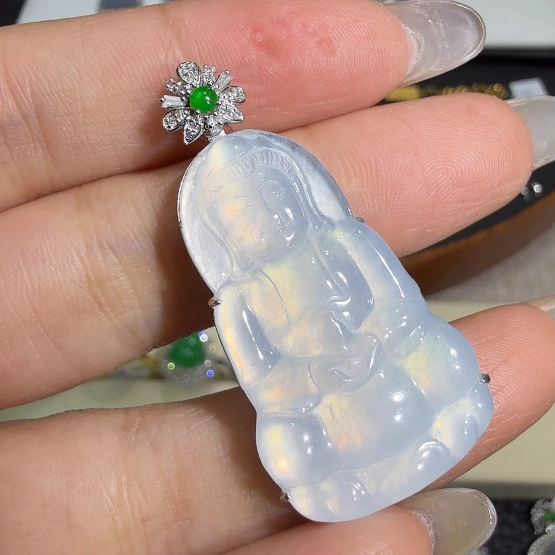 翡翠18K金镶嵌吊坠(不含链)