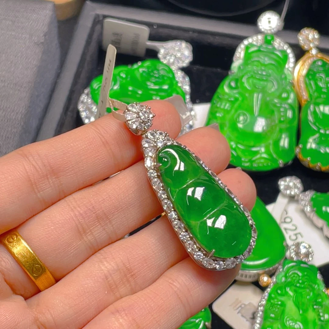 翡翠银S925镶嵌吊坠(不含链)