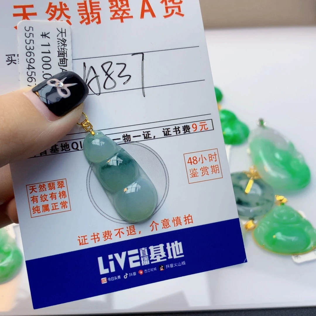 翡翠18K金镶嵌颈饰