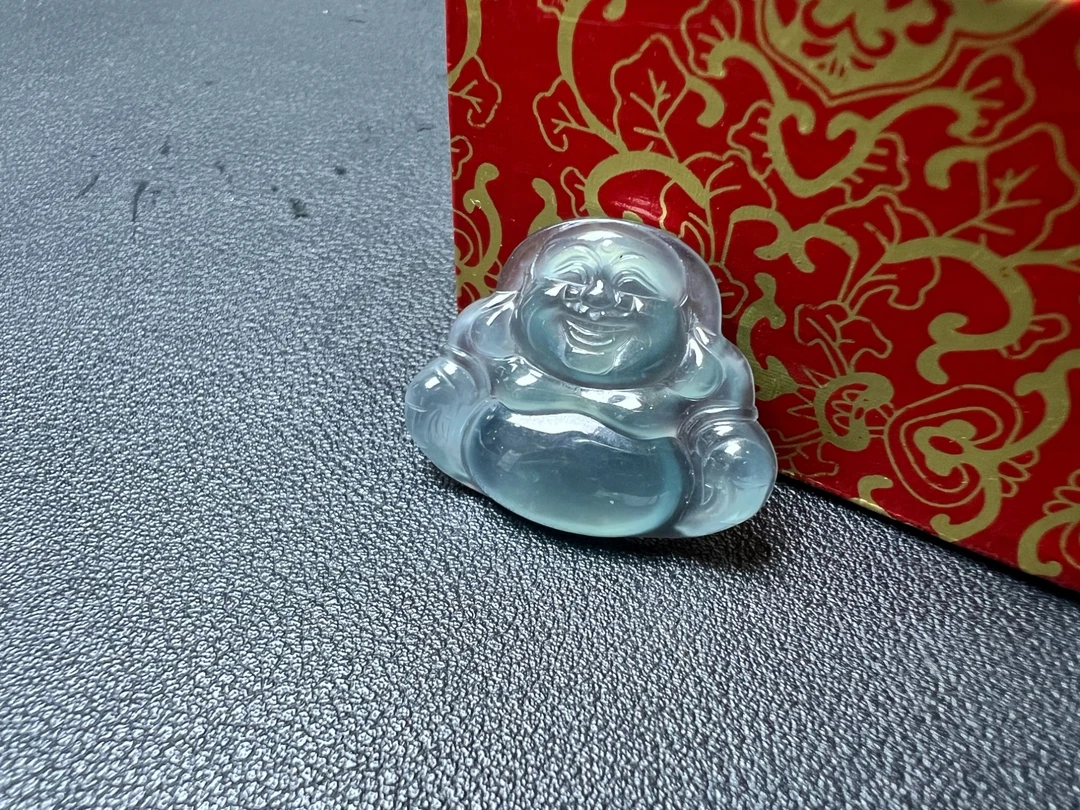 佛公冰蓝气质精美雕刻通透白色时尚宝宝女士双面镶嵌高冰素款