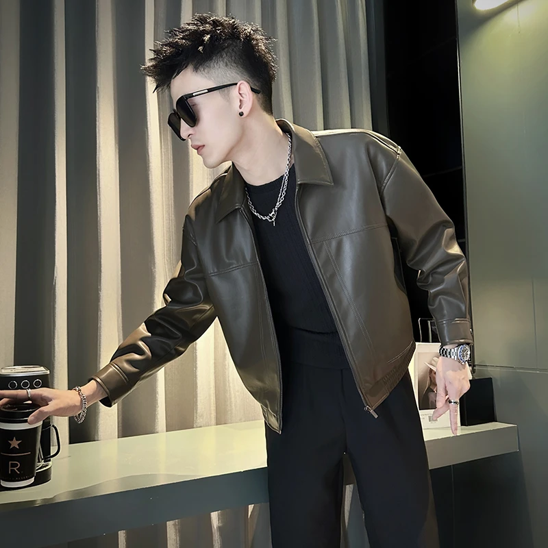 痞帅炸街皮衣男款潮流夹克短款上衣潮流新款春秋装高级感潮牌外套