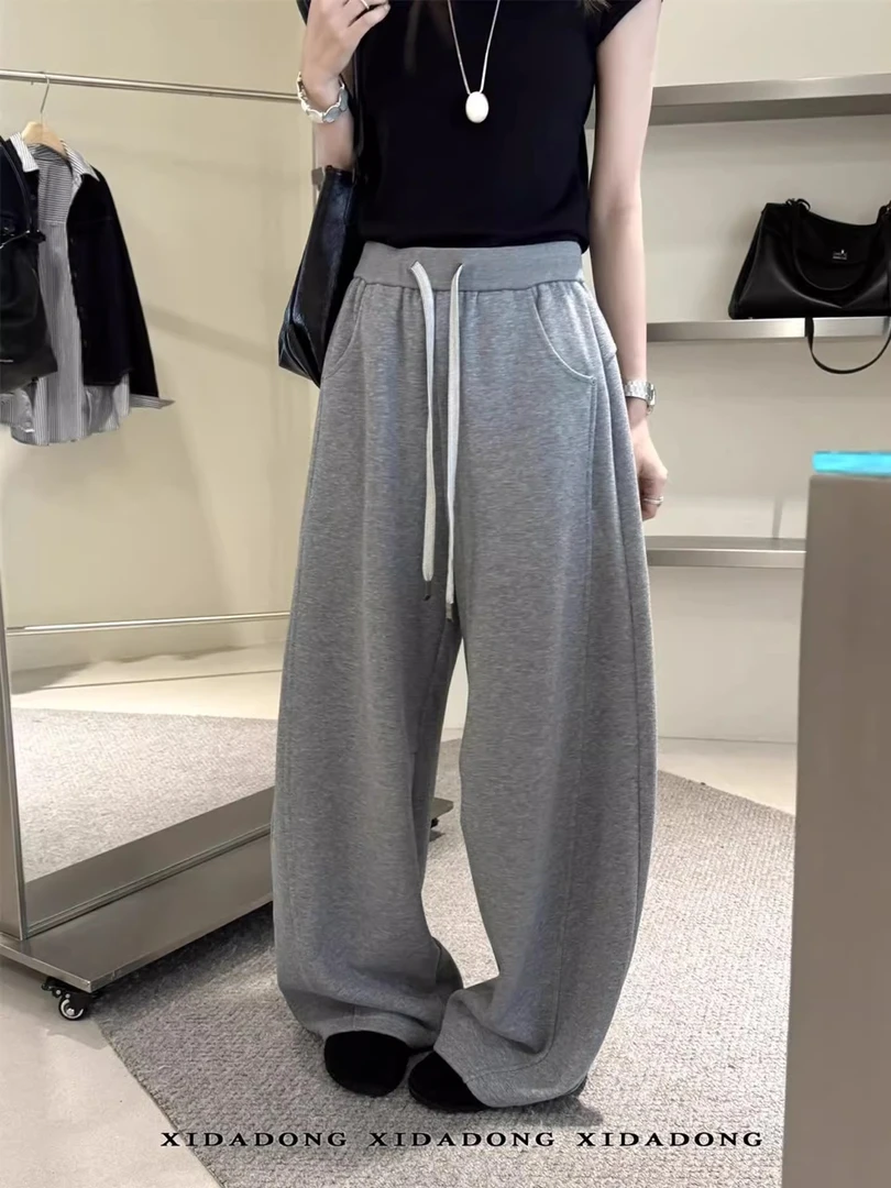 2025新款加绒加厚款高腰休闲裤阔腿裤加厚长裤喜大东裤子韩版休闲