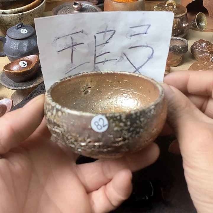 杯手工粗陶、柴烧茶器