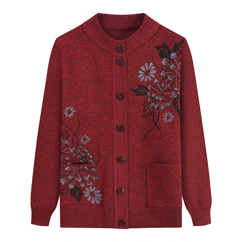 中老年女装秋冬长袖针织中年打底衫妈妈装上衣老年人外套