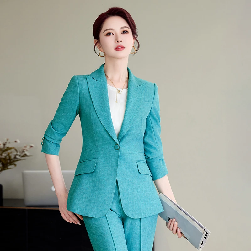 休闲风常规长袖纯色显白宽松西装正装休闲修身韩版职业商务