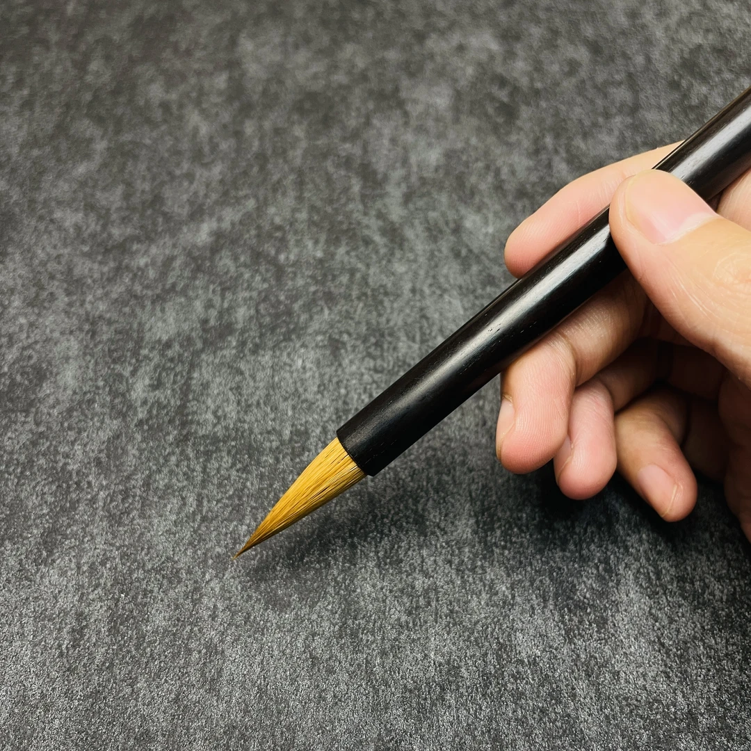 知梵狼尾毛檀木笔杆行书楷笔手工专业毛笔短杆带笔帽写字毛笔高端