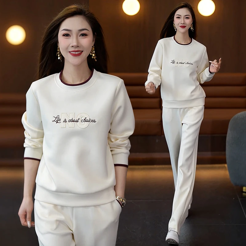 休闲运动服套装女2025新款时尚洋气圆领卫衣跑步小个子女式两件套