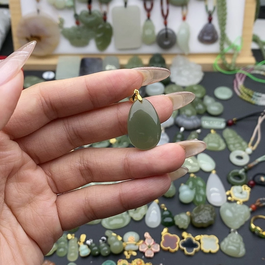 和田玉吊坠(不含链)银S925镶嵌