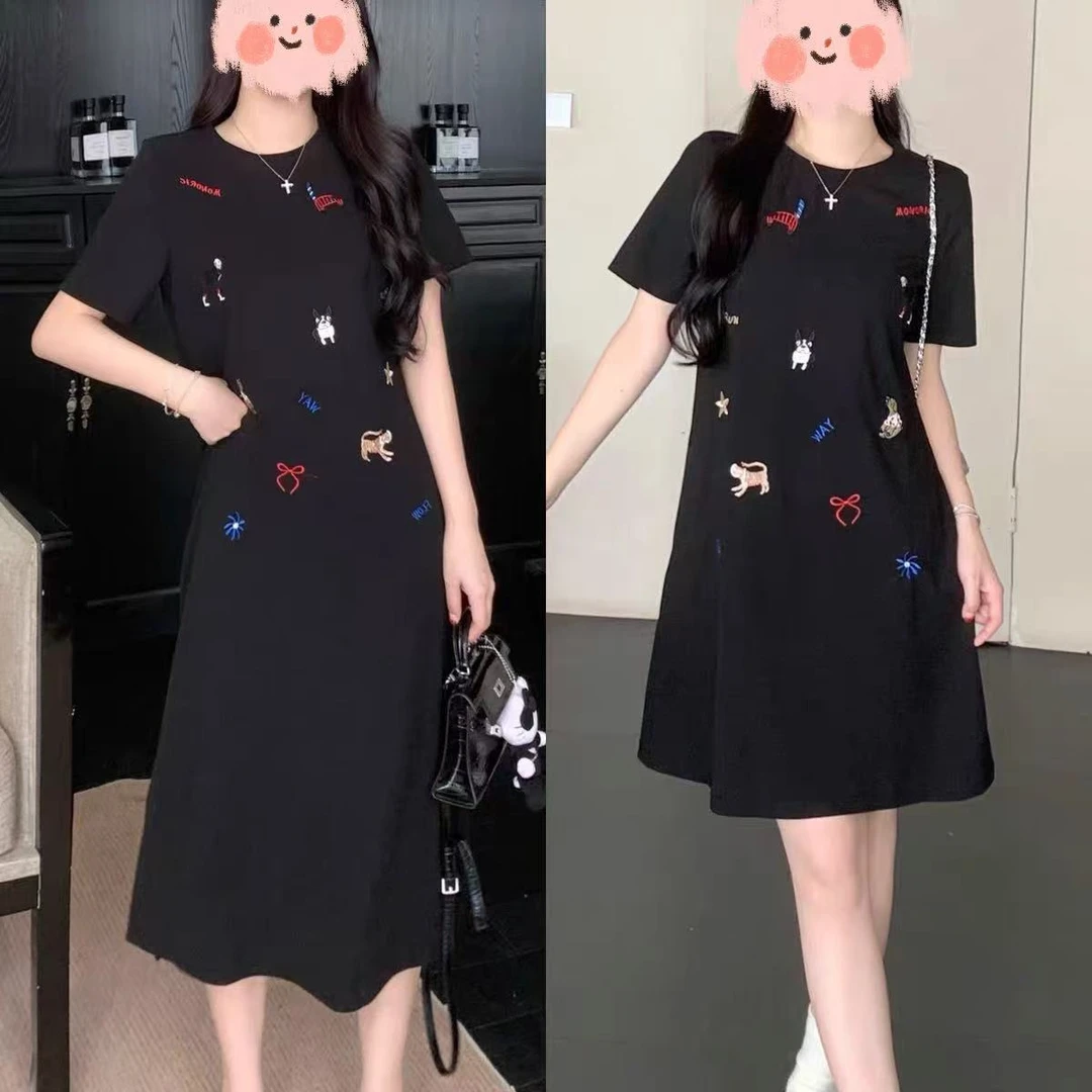 【立体刺绣】设计师小狗短袖连衣裙夏季宽松百搭2