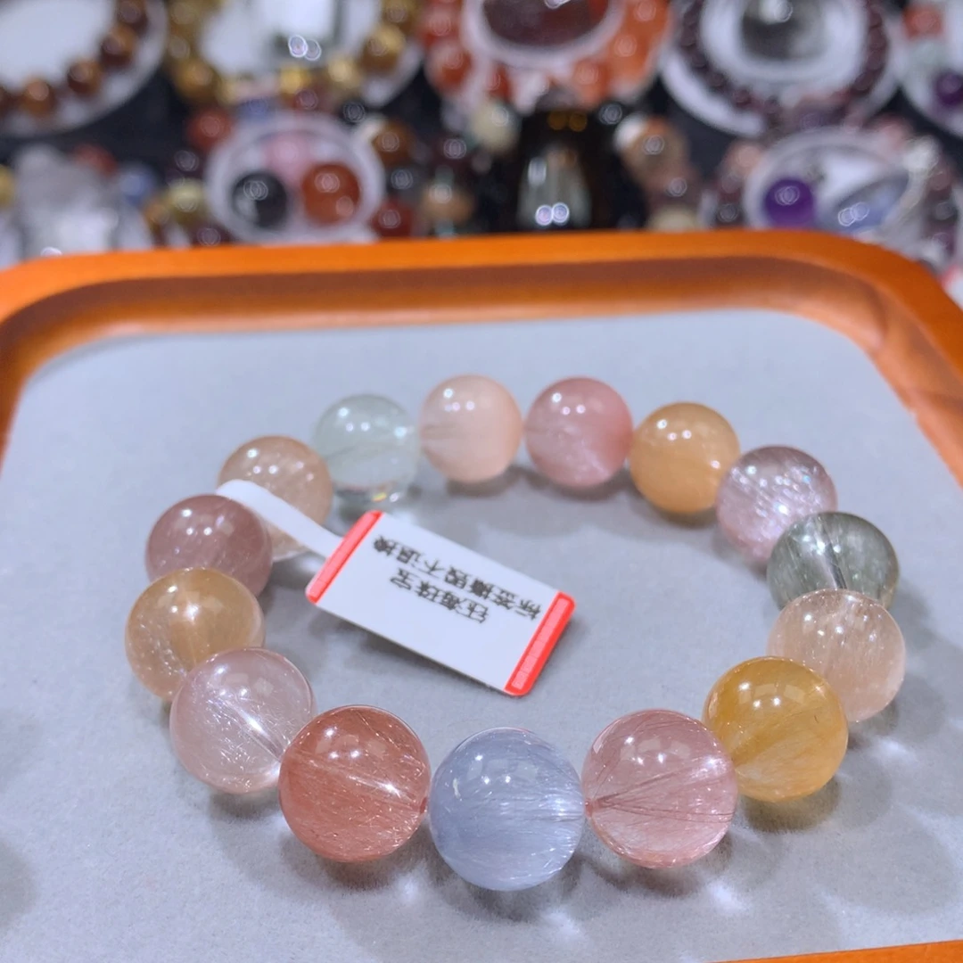 未镶嵌手链水晶彩兔毛13mm