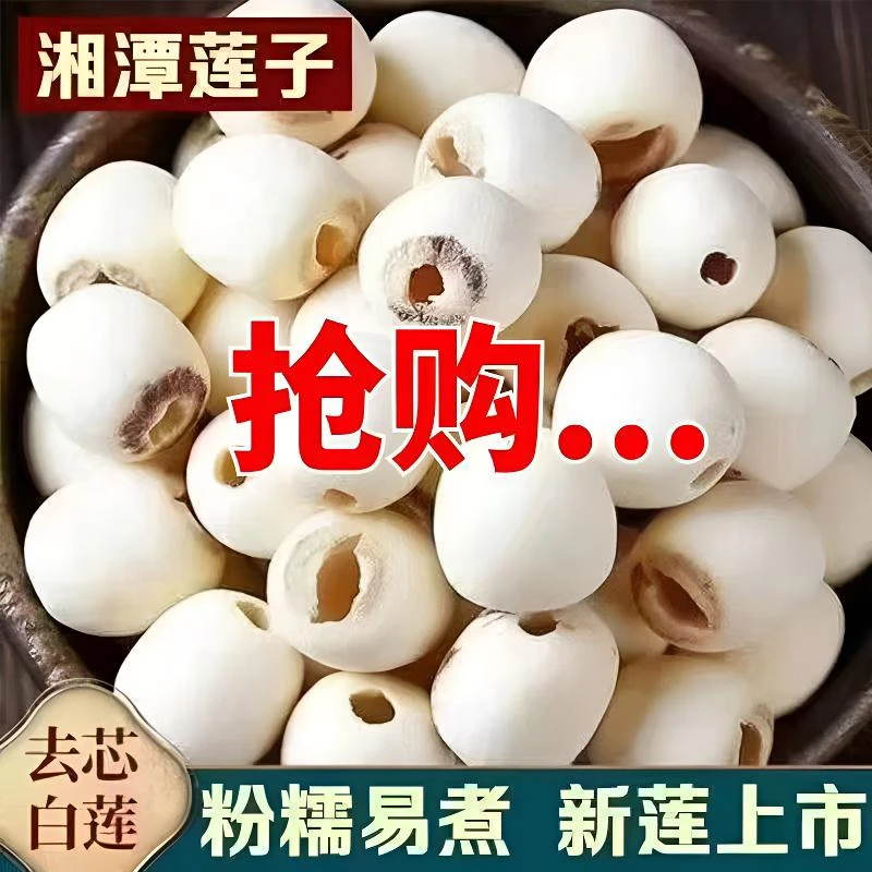 湖南正宗去芯白莲子新货颗粒饱满大小均匀营养滋补原料软糯香甜