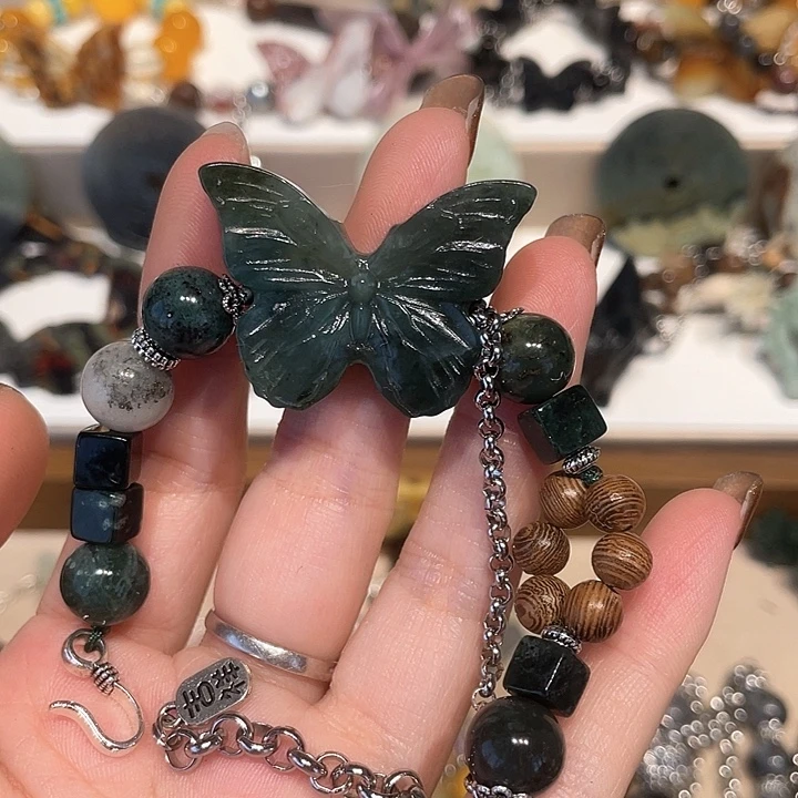 蛇纹石玉合金颈饰