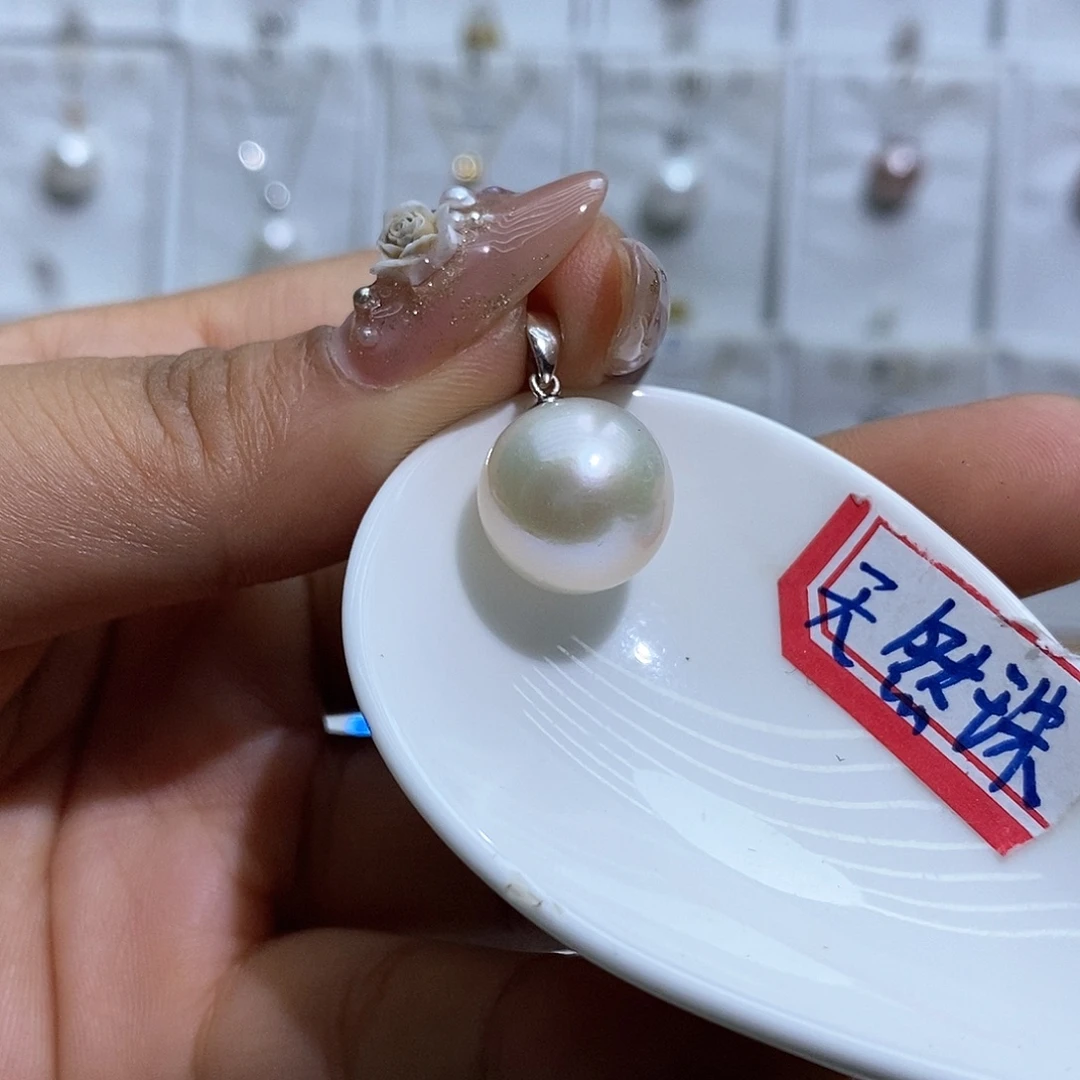 淡水珍珠银S925镶嵌吊坠(赠链)