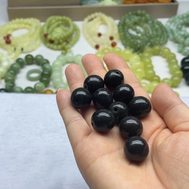 蛇纹石玉散珠1 0个未镶嵌清**莱