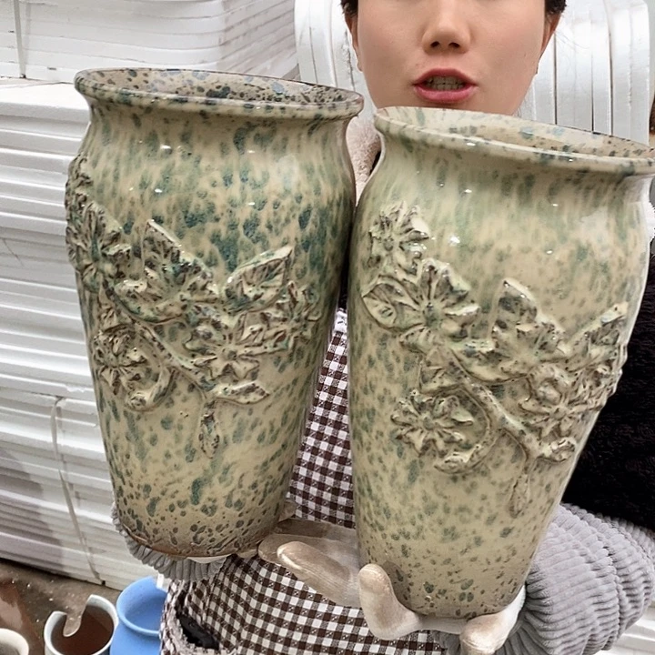 紫砂花盆瑕疵口16高29
