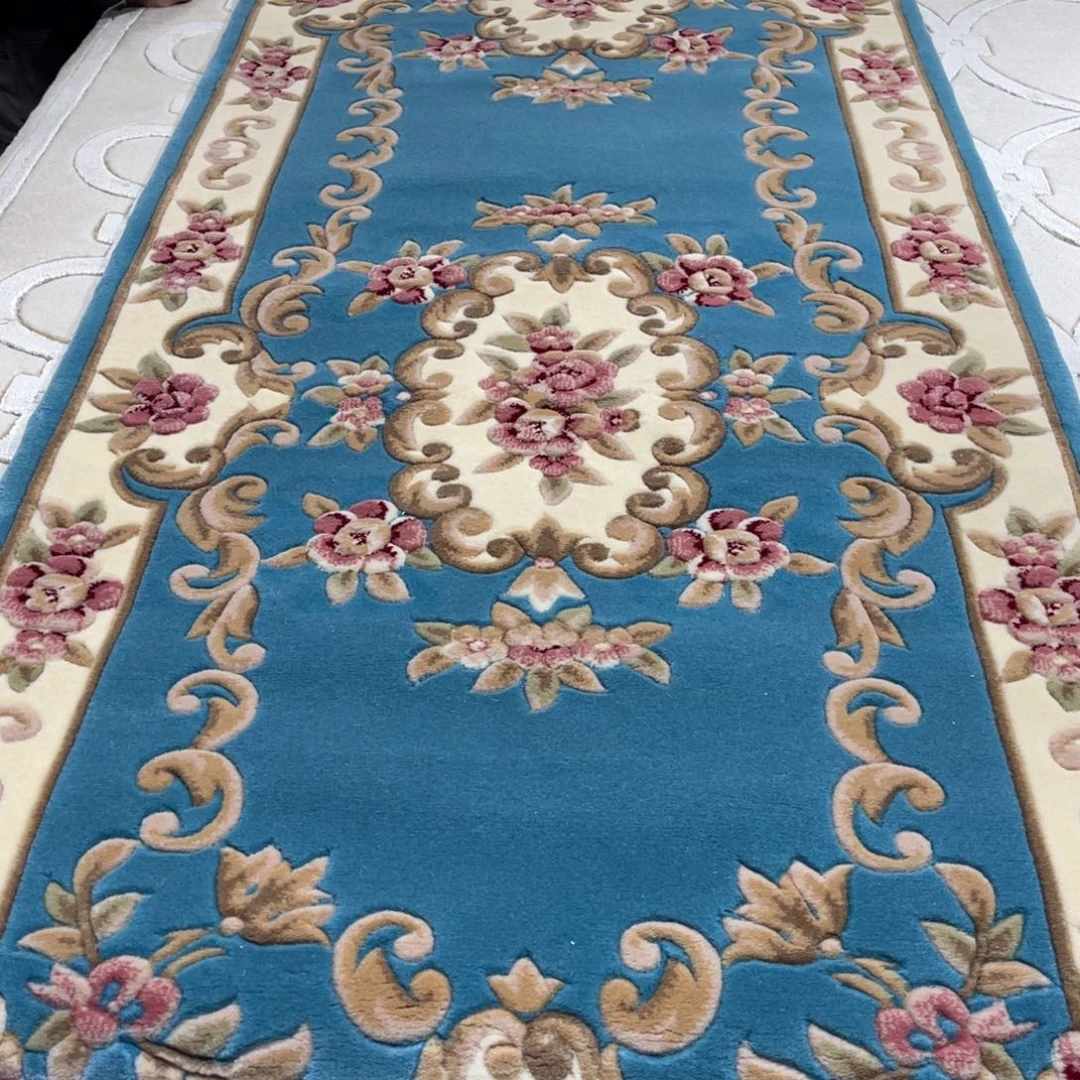 羊毛77×300纯羊毛加厚立体花特价地毯