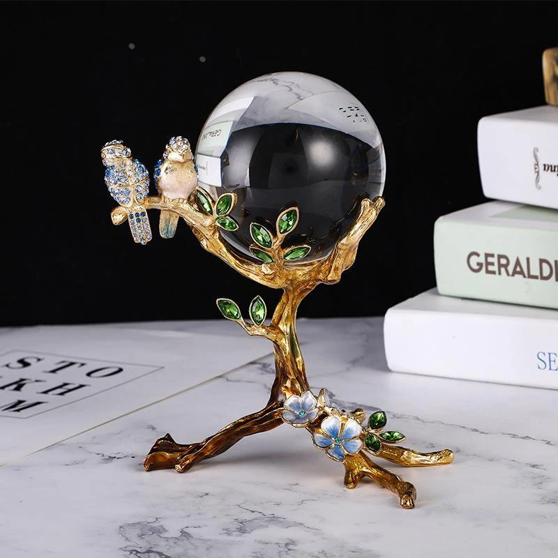 轻奢珐琅彩摆件好运来水晶球电视柜办公室新中式饰品开业乔迁礼品