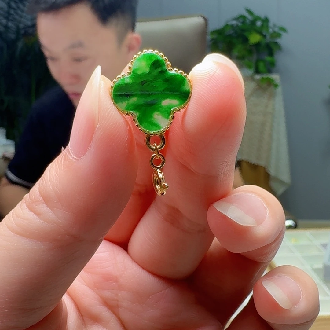 翡翠银S925镶嵌吊坠(不含链)天然