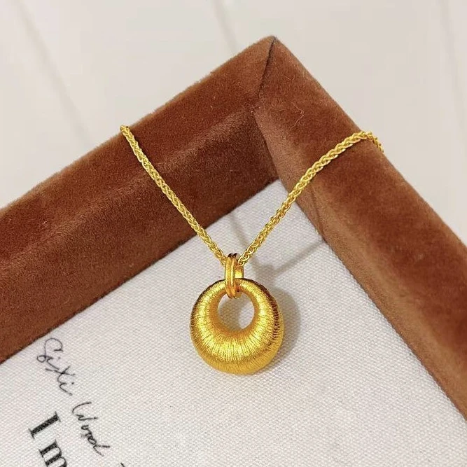 吊坠项链 拉丝黄色金坨坨小胖福项链 200911