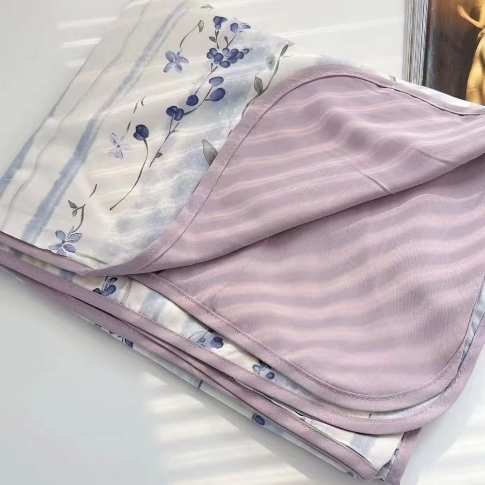 140*185人造棉棉绸双层盖毯清凉一夏天