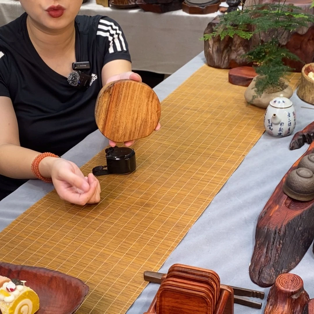花梨木随形杯垫壶承