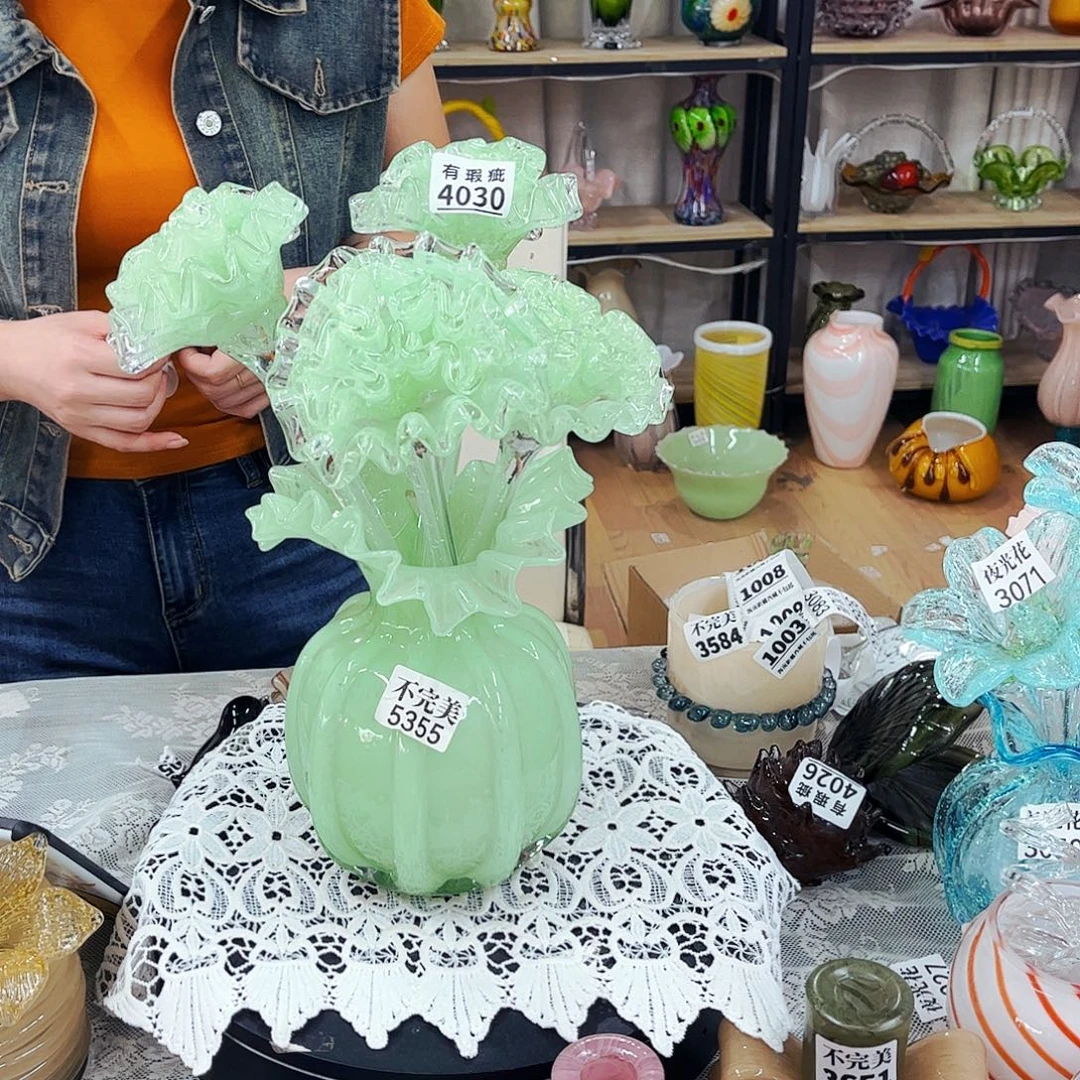 4朵夜光瑕花1不完美瓶 家悦琉璃工艺品