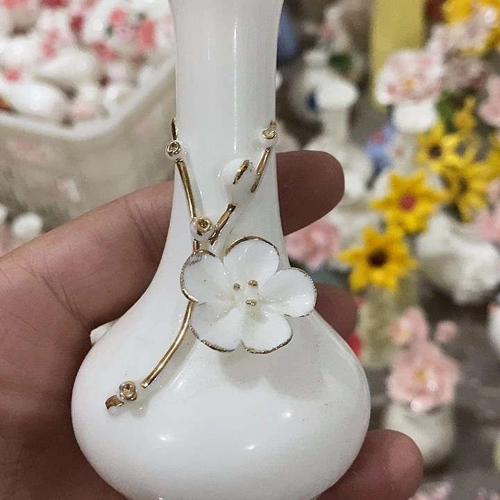 瓷片纯手工陶瓷花摆件瑕