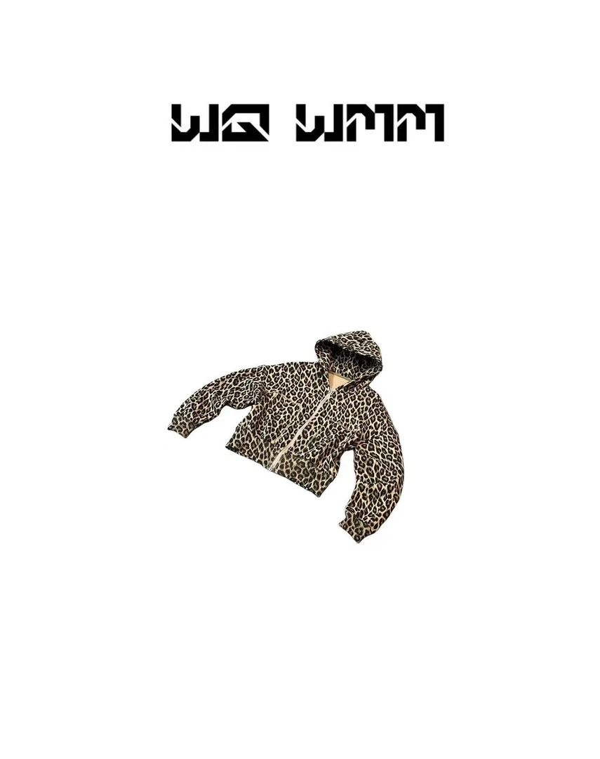 【WQWMM】设计感早秋时髦精豹纹连帽气质百搭卫衣外套上衣25A80186