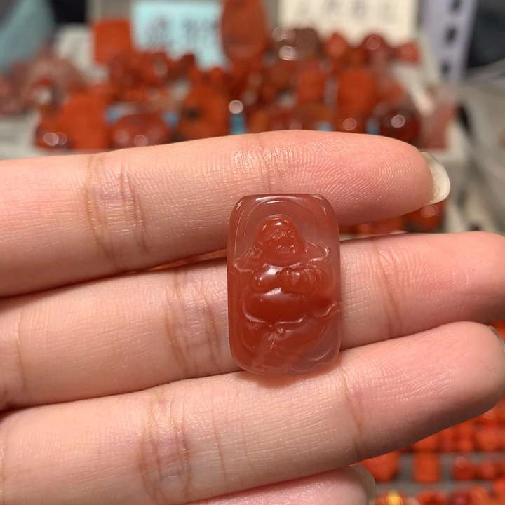 【闪购商品】未镶嵌冰飘弥勒佛吊坠南红玛瑙