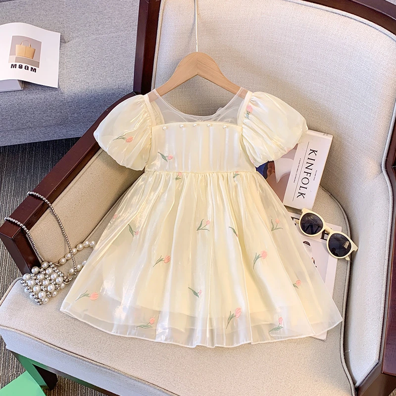 女童夏款连衣裙儿童夏季韩版泡泡袖洋气公主裙蝴蝶翅膀裙子6Y112