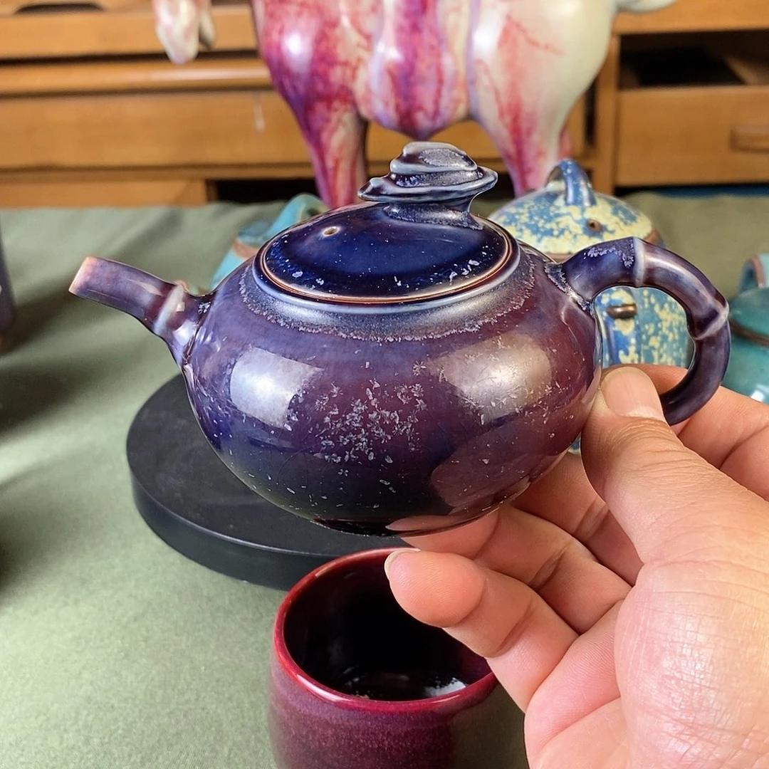 陶瓷竹节壶茄皮紫