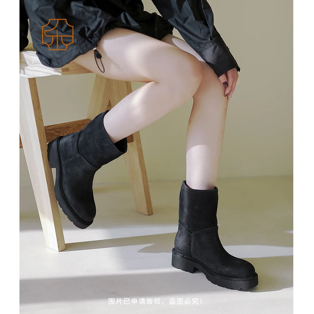 磨砂皮一脚蹬短靴2113-595