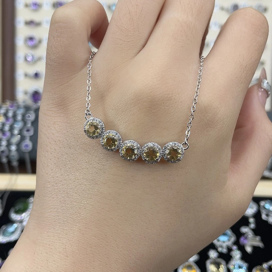 银S925镶嵌紫晶颈饰