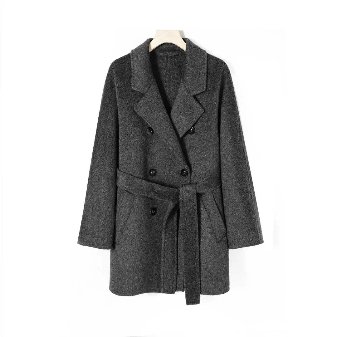 【牦牛绒+骆驼绒】双面呢秋冬短款毛呢双排扣大衣女801D