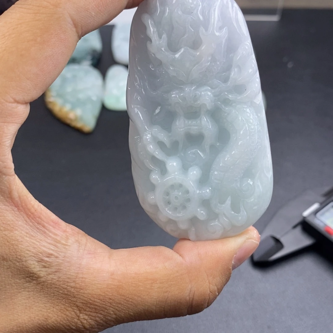 散珠翡翠天然翡翠47厚装龙牌