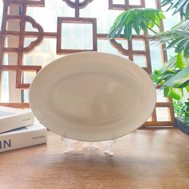【高骨鱼盘】纯白 家用简约10寸25cm椭圆形鱼盘45%骨瓷餐具