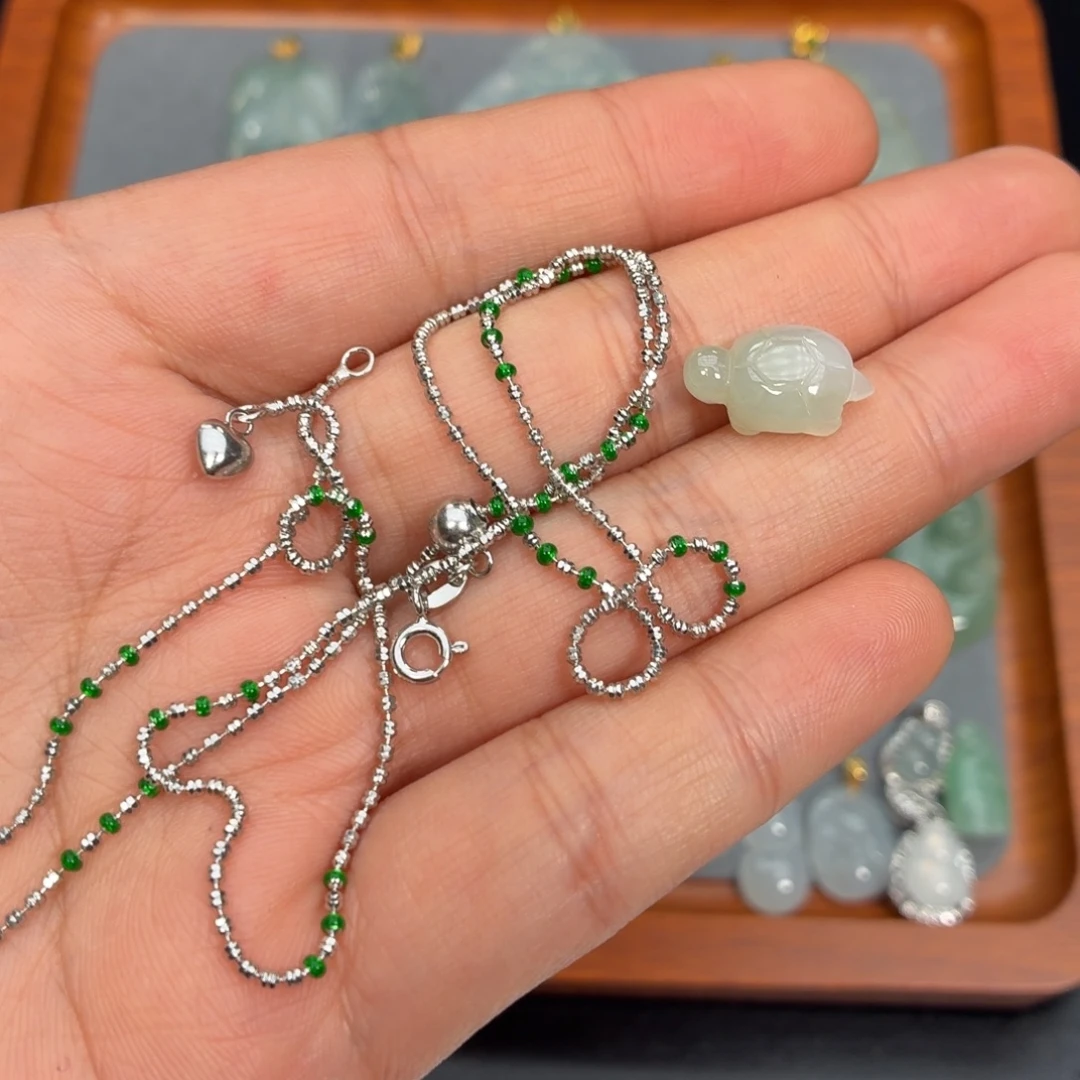 翡翠银S925镶嵌颈饰链子