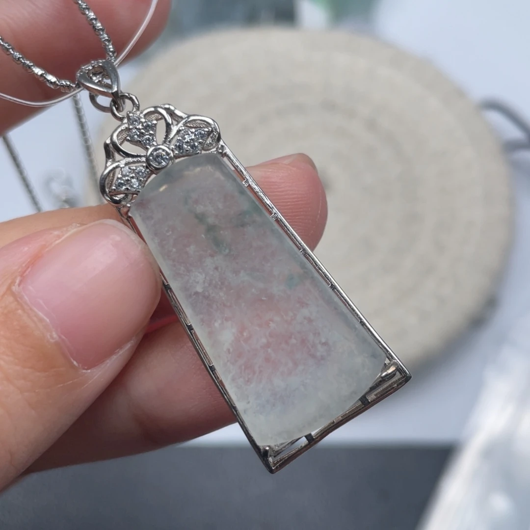 翡翠银S925镶嵌颈饰天然A货缅甸翡翠