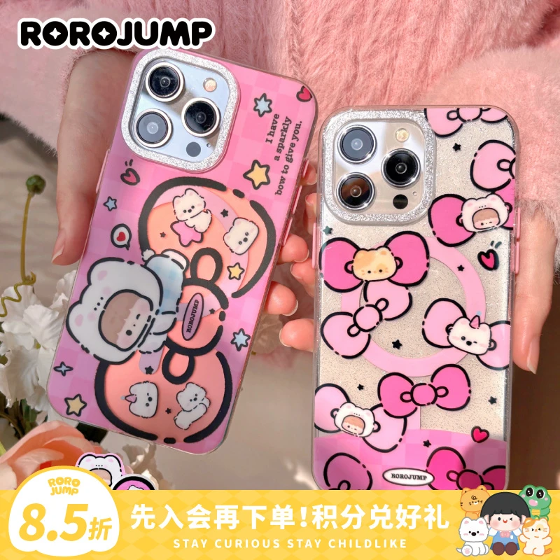 肉肉酱蝴蝶结趴趴系列适用iphone16pm磁吸手机壳苹果15华为mate60