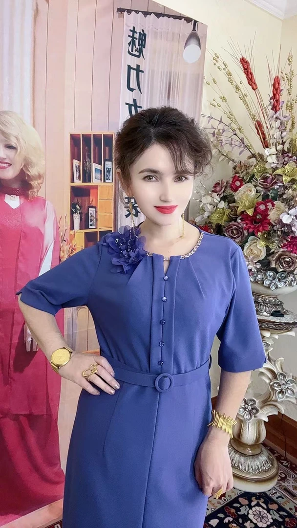 MODA KIZ最新款木耳花边领气质显瘦流行连衣裙