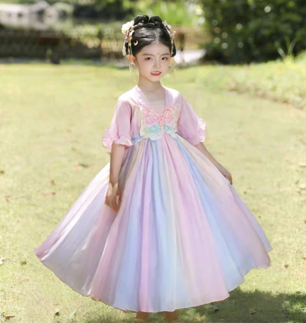 【宇娃娃】仙女汉服公主风民族中国风洋气小女孩夏季女2025夏季