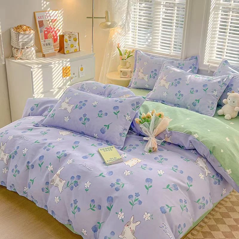 2025夏季新款格子纯色床上用品四件套装1400