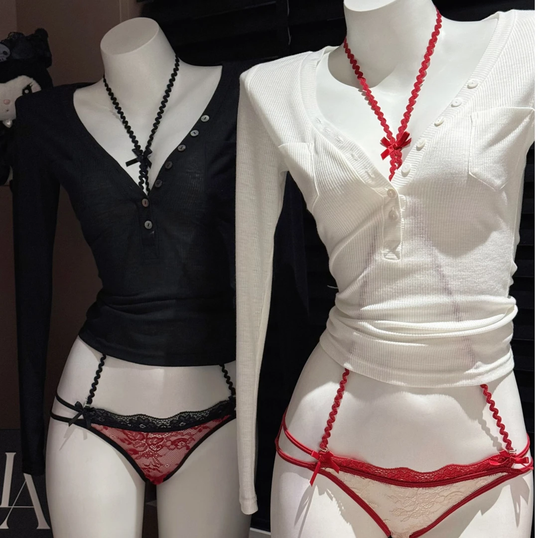 法式性感纯欲挂脖蕾丝内衣女小胸聚拢打底内搭文胸罩套装时尚火辣