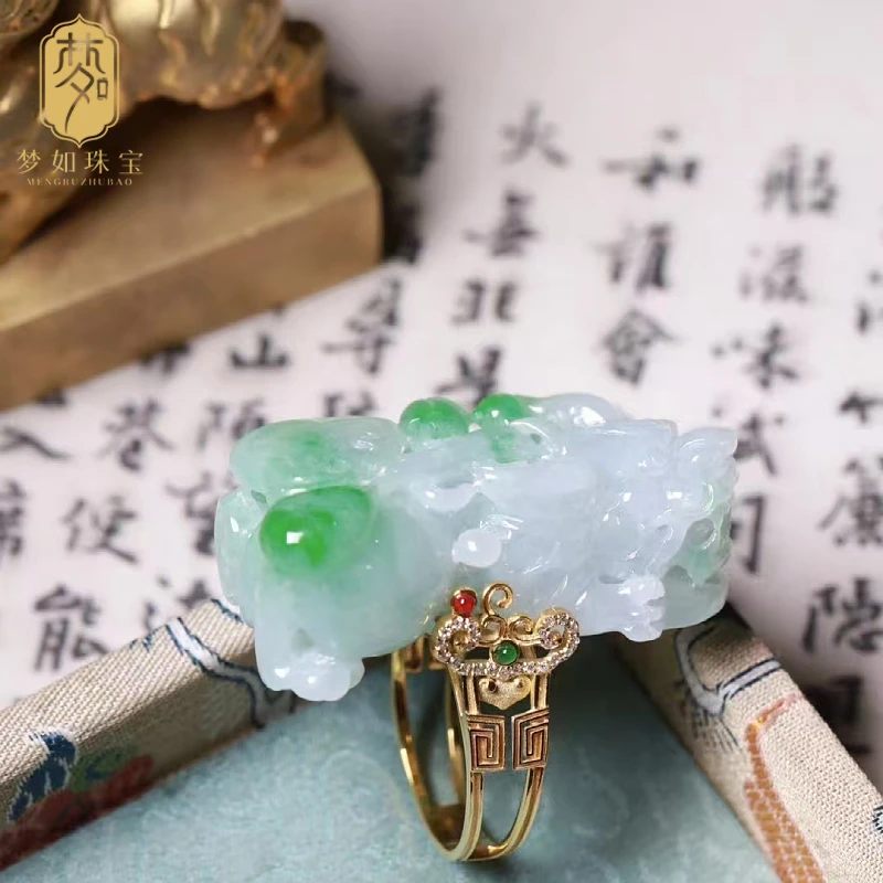 冬凛·18K金翡翠貔貅戒指XRZ玉玉石戒指珠宝翡翠