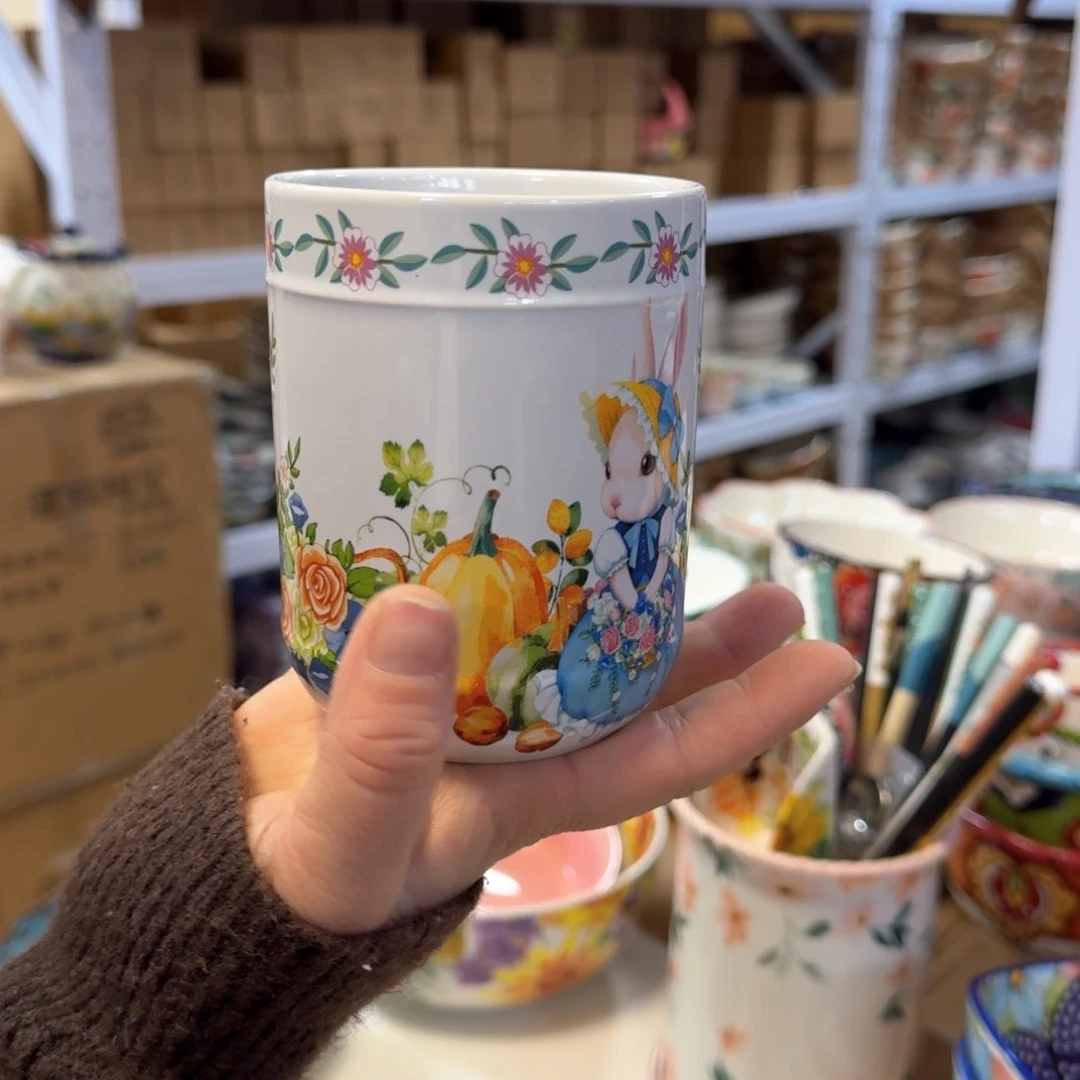 陶瓷南瓜兔手握杯一只看图