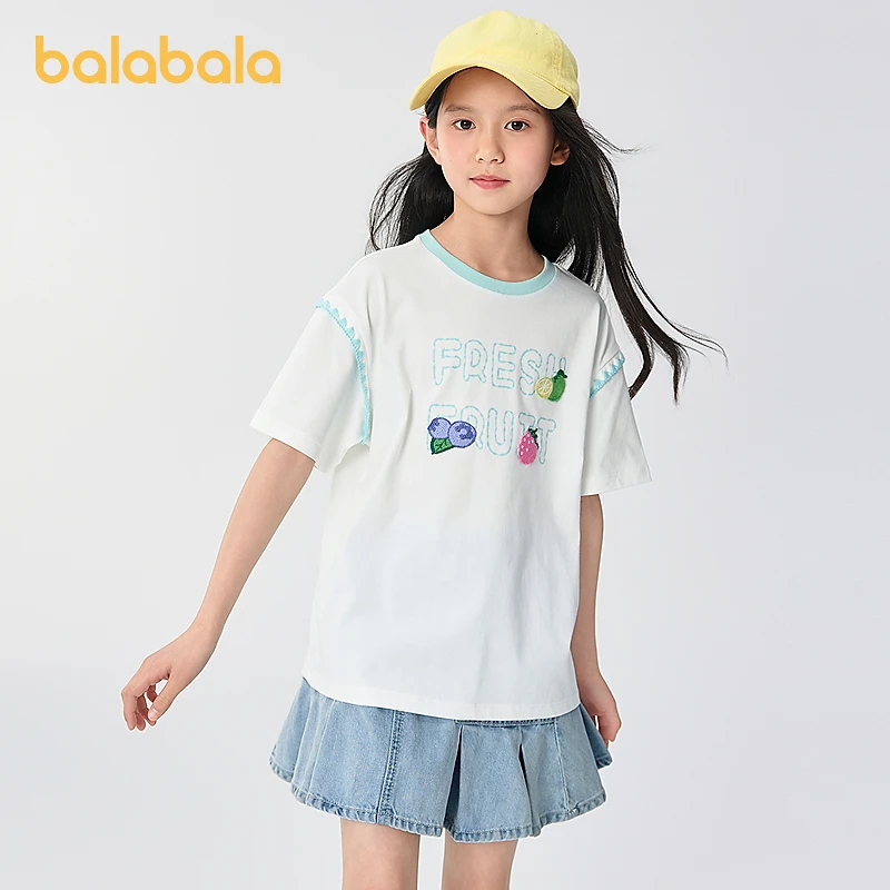 【商场同款】巴拉巴拉童装儿童短袖女童t恤2025夏装上衣速干凉感